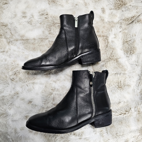 Aquatalia Colbie Women’s Chelsea Ankle Boots Weatherproof Zip Blck Leather US6.5 - Picture 2 of 13